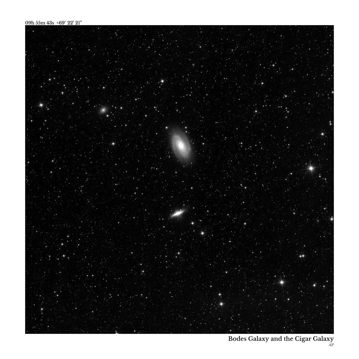 Bode's Galaxy — M81 and the Cigar Galaxy (M82) — an interacting galaxy pair